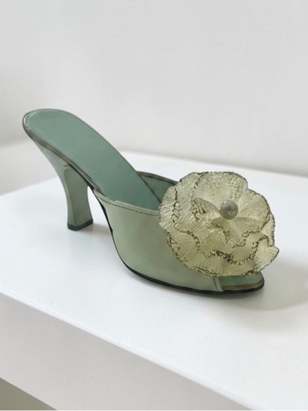 Nostalgia “If the Shoe Fits” Floral Slide Heel Resin Vintage Figurine